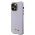 Калъф за iPhone 15 Pro Max - Guess Glitter Glossy Glossy Script (GUHCP15XPGPGMCSL) - светло лилав