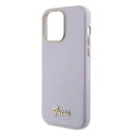 Калъф за iPhone 15 Pro Max - Guess Glitter Glossy Glossy Script (GUHCP15XPGPGMCSL) - светло лилав