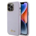 Калъф за iPhone 15 Pro Max - Guess Glitter Glossy Glossy Script (GUHCP15XPGPGMCSL) - светло лилав