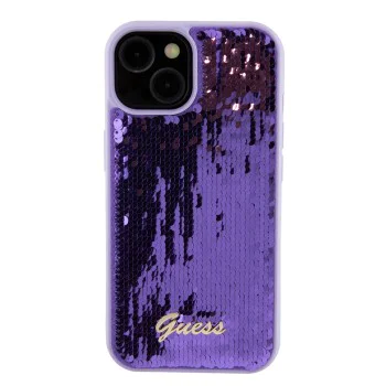 Калъф за iPhone 15 - Guess Sequin Script Metal (GUHCP15SPSFDGSU) - Лилав