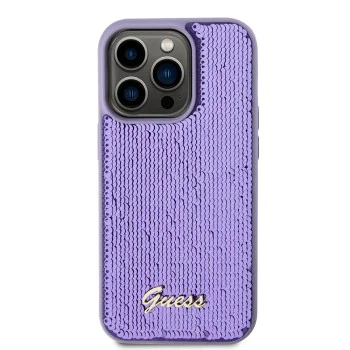 Калъф за iPhone 15 Pro - Guess Sequin Script Metal (GUHCP15LPSFDGSU) - Лилав