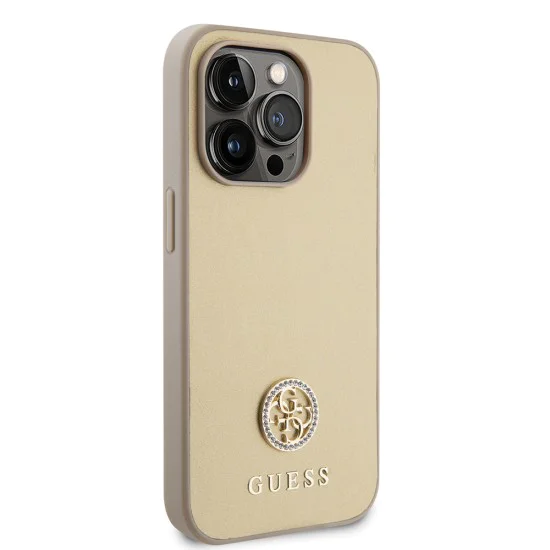 Калъф за iPhone 15 Pro Max - Guess Strass Metal Logo (GUHCP15XPS4DGPD) - Златен