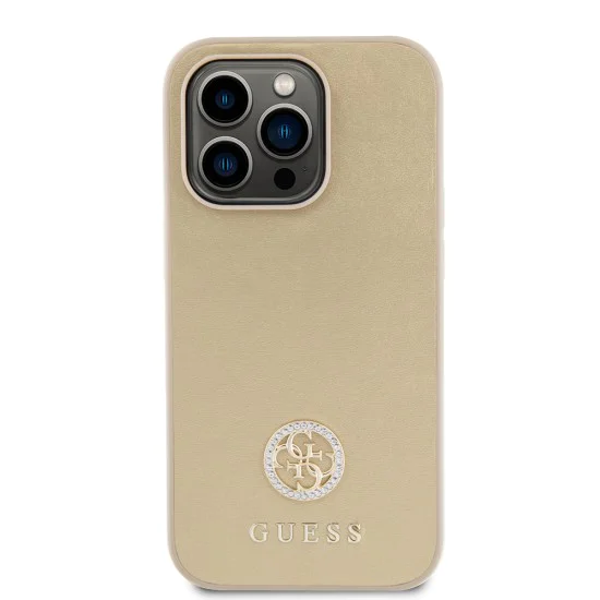 Калъф за iPhone 15 Pro Max - Guess Strass Metal Logo (GUHCP15XPS4DGPD) - Златен