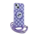 Калъф за iPhone 15 - Karl Lagerfeld IML Crossbody MagSafe (KLHMP15SHCKCKCKLCU) - Purple Mono Karl&Choupette