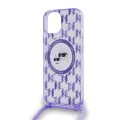 Калъф за iPhone 15 - Karl Lagerfeld IML Crossbody MagSafe (KLHMP15SHCKCKCKLCU) - Purple Mono Karl&Choupette
