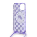 Калъф за iPhone 15 - Karl Lagerfeld IML Crossbody MagSafe (KLHMP15SHCKCKCKLCU) - Purple Mono Karl&Choupette