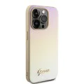Калъф за iPhone 15 Pro Max - Guess Saffiano Iridescent Script (GUHCP15XPSAIRSD) - златен