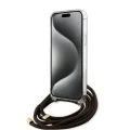 Калъф за iPhone 15 Pro - Guess Crossbody Cord 4G Print (GUHCP15LHC4SEW) - кафяв