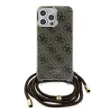 Калъф за iPhone 15 Pro - Guess Crossbody Cord 4G Print (GUHCP15LHC4SEW) - кафяв