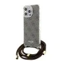 Калъф за iPhone 15 Pro - Guess Crossbody Cord 4G Print (GUHCP15LHC4SEW) - кафяв
