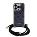 Калъф за iPhone 15 Pro - Guess Crossbody Cord 4G Print (GUHCP15LHC4SEK) - черен