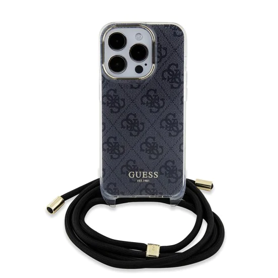 Калъф за iPhone 15 Pro - Guess Crossbody Cord 4G Print (GUHCP15LHC4SEK) - черен