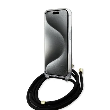 Калъф за iPhone 15 Pro - Guess Crossbody Cord 4G Print (GUHCP15LHC4SEK) - черен