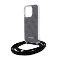 Калъф за iPhone 15 Pro - Guess Crossbody Cord 4G Print (GUHCP15LHC4SEK) - черен