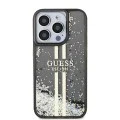 Калъф за iPhone 15 Pro - Guess Liquid Glitter Gold Stripes (GUHCP15LLLLFCFCSEGK) - Черен