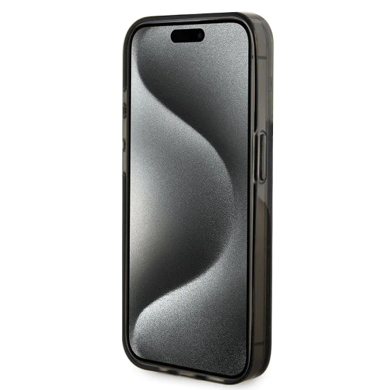 Калъф за iPhone 15 Pro - Guess Liquid Glitter Gold Stripes (GUHCP15LLLLFCFCSEGK) - Черен