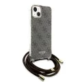 Калъф за iPhone - Guess Crossbody Cord 4G Print (GUHCP15SHC4SEW) - Кафяв