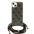 Калъф за iPhone - Guess Crossbody Cord 4G Print (GUHCP15SHC4SEW) - Кафяв