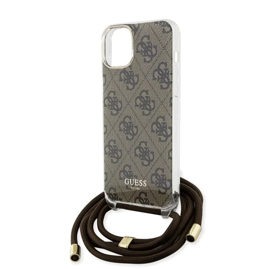 Калъф за iPhone - Guess Crossbody Cord 4G Print (GUHCP15SHC4SEW) - Кафяв