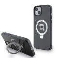 Калъф за iPhone 15 Plus - Karl Lagerfeld Hardcase Ring Stand MagSafe (KLHMP15MHMRSKKHK) - Karl Head