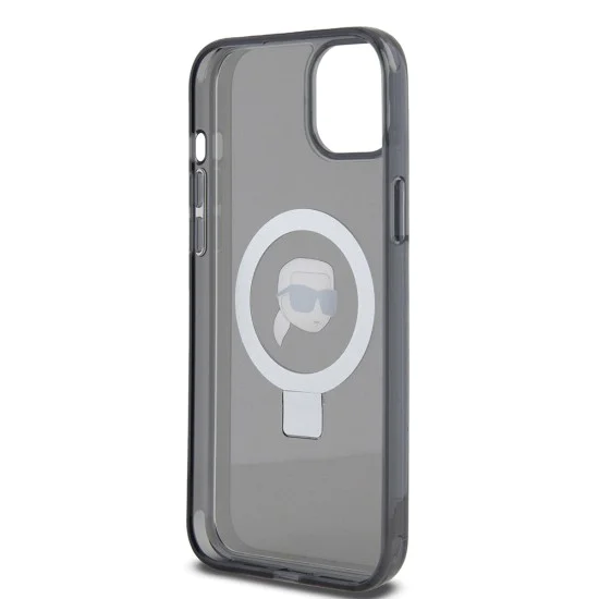 Калъф за iPhone 15 Plus - Karl Lagerfeld Hardcase Ring Stand MagSafe (KLHMP15MHMRSKKHK) - Karl Head