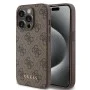 Калъф за iPhone 15 Pro - Guess Hardcase 4G Metal Gold Logo (GUHCP15LG4GFBR) - Кафяв