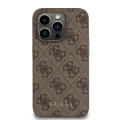 Калъф за iPhone 15 Pro - Guess Hardcase 4G Metal Gold Logo (GUHCP15LG4GFBR) - Кафяв