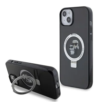 Калъф за iPhone 15 Plus - Karl Lagerfeld Hardcase Ring Stand MagSafe (KLHMP15MHMMRSKCK) - Karl&Choupette