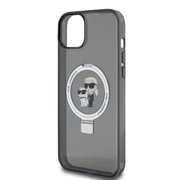 Калъф за iPhone 15 Plus - Karl Lagerfeld Hardcase Ring Stand MagSafe (KLHMP15MHMMRSKCK) - Karl&Choupette