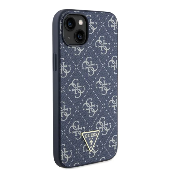Калъф за iPhone 15 Plus - Guess Hardcase 4G Triangle Metal Logo (GUHCP15MPG4GPB) - Син