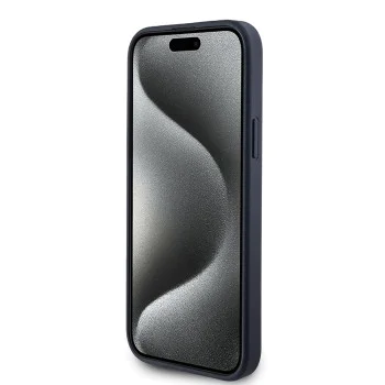 Калъф за iPhone 15 Plus - Guess Hardcase 4G Triangle Metal Logo (GUHCP15MPG4GPB) - Син