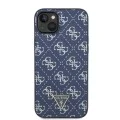 Калъф за iPhone 15 Plus - Guess Hardcase 4G Triangle Metal Logo (GUHCP15MPG4GPB) - Син
