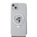 Калъф за iPhone 15 Plus - Karl Lagerfeld Hardcase Ring Stand MagSafe (KLHMP15MHMMRSKCH) - Бял Karl&Choupette
