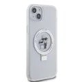 Калъф за iPhone 15 Plus - Karl Lagerfeld Hardcase Ring Stand MagSafe (KLHMP15MHMMRSKCH) - Бял Karl&Choupette