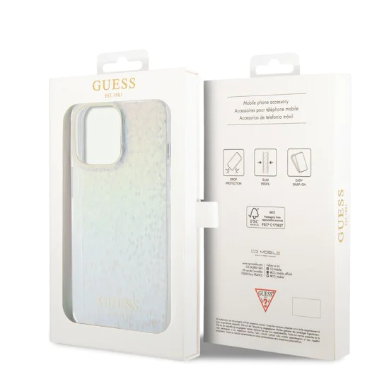 Калъф за iPhone 15 Pro Max - Guess Hardcase IML Faceted Mirror Disco Iridescent (GUHCP15XHDECMI) - Многоцветен