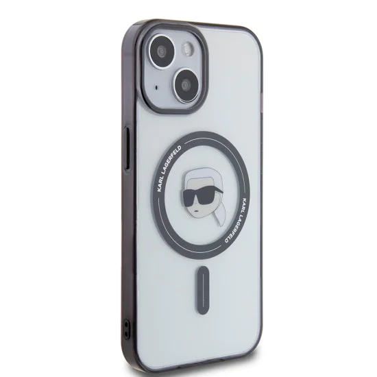 Калъф за iPhone 15 Plus - Karl Lagerfeld IML MagSafe (KLHMP15MHKHNOTK) - Transparent Karl`s Head