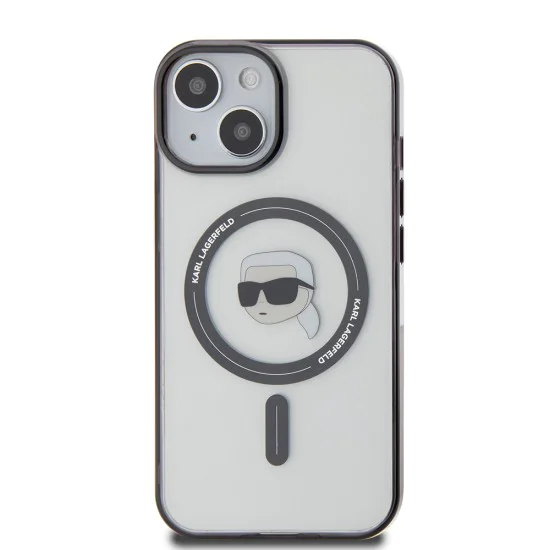 Калъф за iPhone 15 Plus - Karl Lagerfeld IML MagSafe (KLHMP15MHKHNOTK) - Transparent Karl`s Head