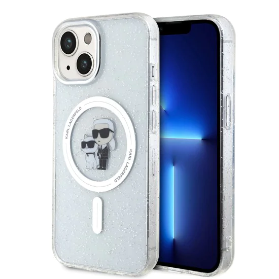 Калъф за iPhone 15 Plus - Karl Lagerfeld Glitter MagSafe (KLHMP15MHGKKCNOT) - Karl&Choupette