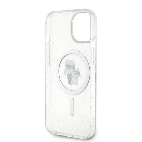 Калъф за iPhone 15 Plus - Karl Lagerfeld Glitter MagSafe (KLHMP15MHGKKCNOT) - Karl&Choupette