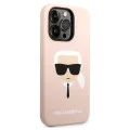 Калъф за iPhone 14 Pro Max - Karl Lagerfeld Silicone MagSafe (KLHMP14XSLSLKHLP) - Light Pink Karl`s Head