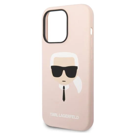 Калъф за iPhone 14 Pro Max - Karl Lagerfeld Silicone MagSafe (KLHMP14XSLSLKHLP) - Light Pink Karl`s Head