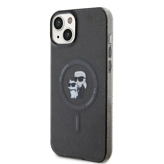 Калъф за iPhone 15 Plus - Karl Lagerfeld Glitter MagSafe (KLHMP15MHGKKCNOK) - Karl&Choupette
