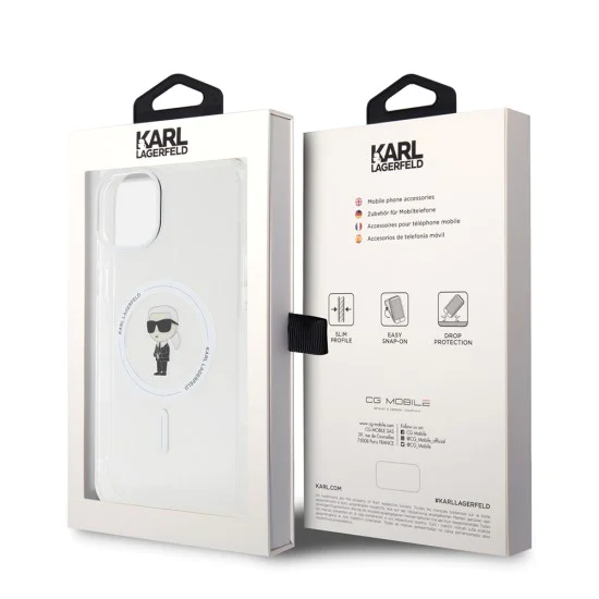 Калъф за iPhone 15 Plus - Karl Lagerfeld IML MagSafe (KLHMP15MHFCKKNOT) - Прозрачен Иконик