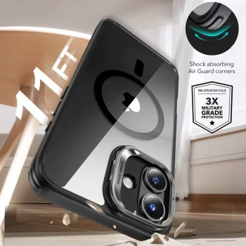Калъф за iPhone 16 + калъф - ESR Classic Hybrid HaloLock HaloLock Kickstand - Clear Black