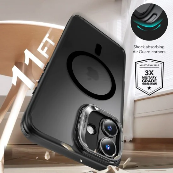Калъф за iPhone 16 + калъф - ESR Classic Hybrid HaloLock Kickstand - Frosted Black