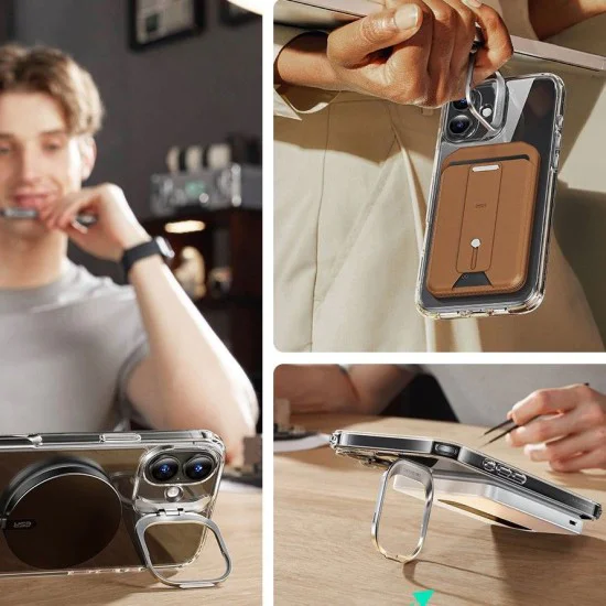 Калъф за iPhone 16 Plus + калъф - ESR Classic Hybrid Hybrid HaloLock Kickstand - Clear
