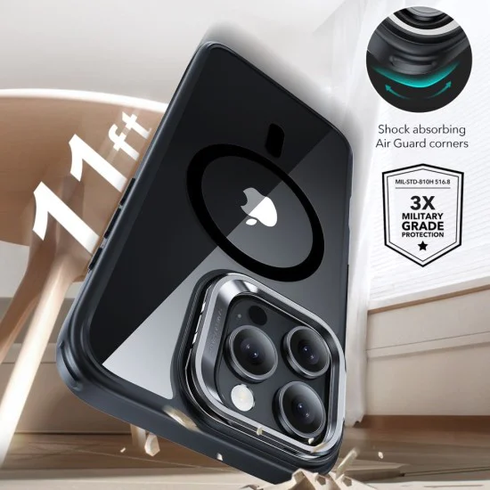 Калъф за iPhone 16 Pro + калъф - ESR Classic Hybrid Hybrid HaloLock Kickstand - Clear Black