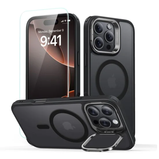 Калъф за iPhone 16 Pro Max + калъф - ESR Classic Hybrid HaloLock HaloLock Kickstand - Frosted Black