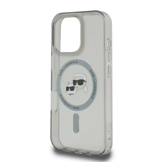 Калъф за iPhone 16 Pro Max - Karl Lagerfeld IML MagSafe (KLHMP16XHLSKCK) - Metal Karl&Choupette Head