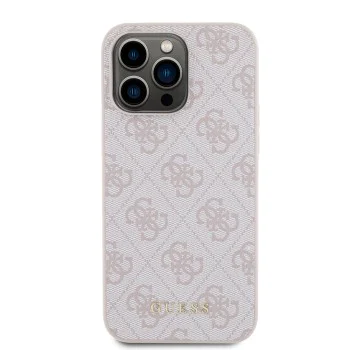 Калъф за iPhone 15 Pro Max - Guess Hardcase 4G Metal Gold Gold Logo (GUHCP15XG4GFPI) - Розов